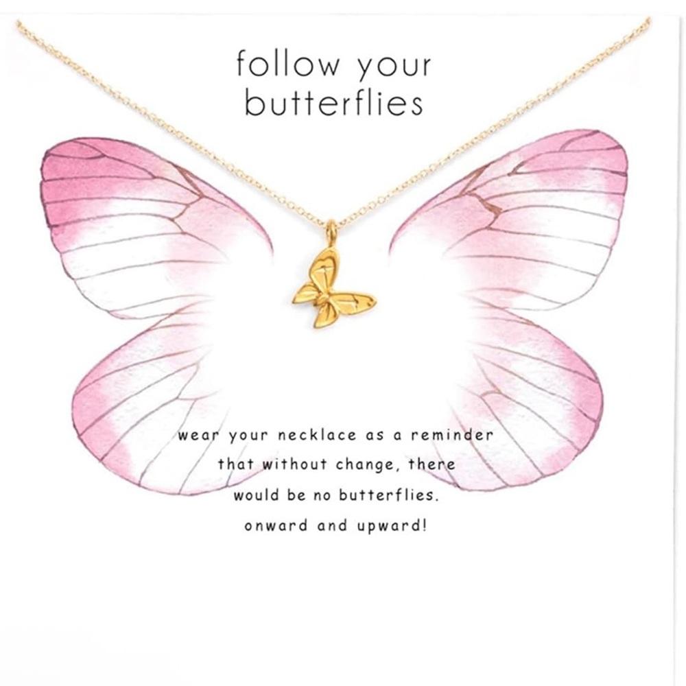 Butterfly necklace with message card NWT